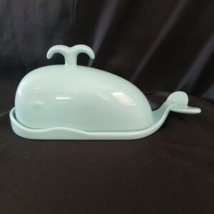 Whale Shaped Butter Keeper Dish Aqua Blue